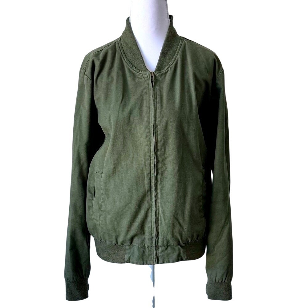 Brandy Melville Bomber‎ Jacket Army Green Coat Zip Up OS/Small